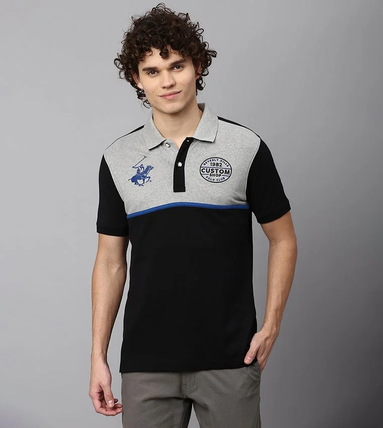 Beverly Hills Polo Club Black Regular Fit Cotton Polo T-Shirt
