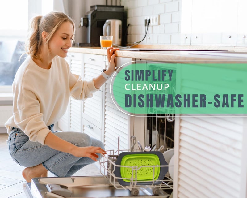 Comfify XL Large Kitchen Strainer by Comfify - Collapsible Silicone Over-The-Sink Colander with Extendable Handles - Use with Pasta, Fruit, Berries & Veggie - 6 Quart - Green - Image 4