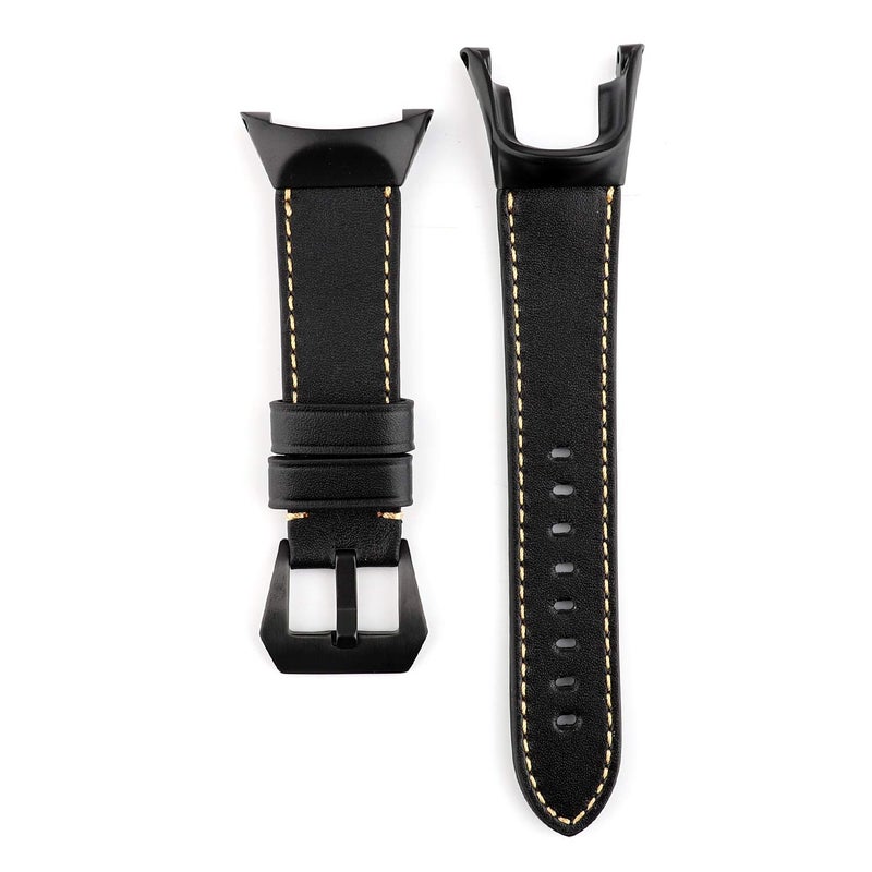 Demupai Replacement Cowhide Leather Watch Band for Suunto Ambit 2/2S/2R/3 Sport/3 Run/3 PEAK, 22mm Width Leather Strap (Black, Medium, 6.7 inches - 8.85 inches) - Image 1