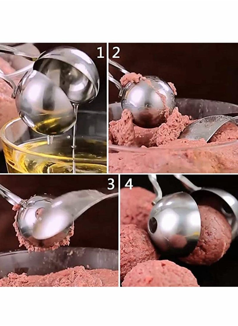 Y&D - 2 Pcs Stainless Steel Meat Ballers, Nonstick Meatball Scoop Ball Maker Ice Tongs for Cake Pop, Cream Scoop, Fruit, Cookie Dough, Melon (1.38" and 1.78") - Image 1