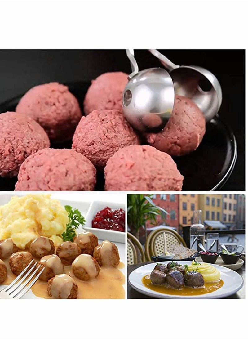 Y&D - 2 Pcs Stainless Steel Meat Ballers, Nonstick Meatball Scoop Ball Maker Ice Tongs for Cake Pop, Cream Scoop, Fruit, Cookie Dough, Melon (1.38" and 1.78") - Image 1