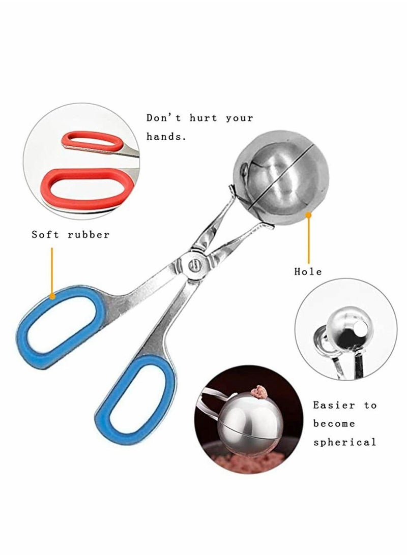 Y&D - 2 Pcs Stainless Steel Meat Ballers, Nonstick Meatball Scoop Ball Maker Ice Tongs for Cake Pop, Cream Scoop, Fruit, Cookie Dough, Melon (1.38" and 1.78") - Image 1