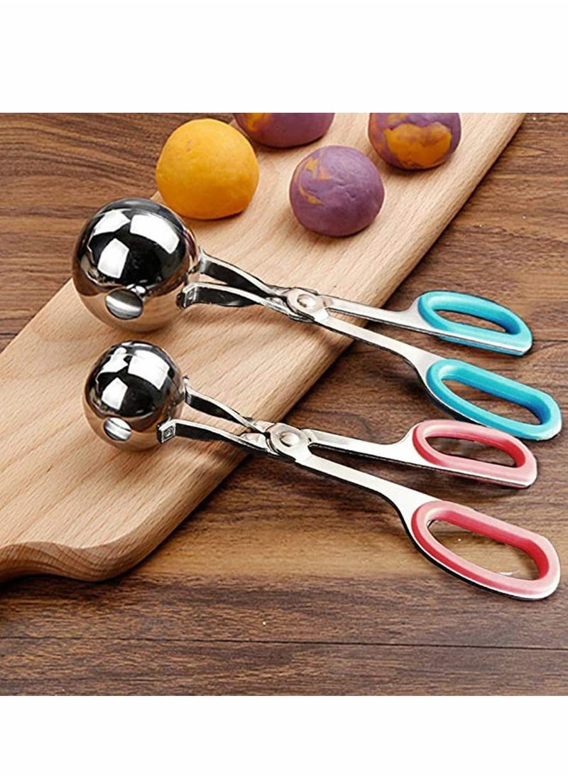 Y&D - 2 Pcs Stainless Steel Meat Ballers, Nonstick Meatball Scoop Ball Maker Ice Tongs for Cake Pop, Cream Scoop, Fruit, Cookie Dough, Melon (1.38" and 1.78") - Image 1