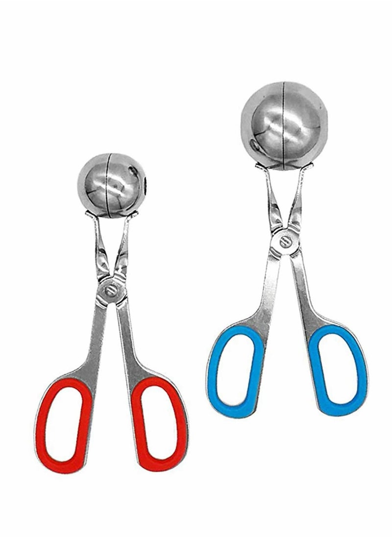 Y&D - 2 Pcs Stainless Steel Meat Ballers, Nonstick Meatball Scoop Ball Maker Ice Tongs for Cake Pop, Cream Scoop, Fruit, Cookie Dough, Melon (1.38" and 1.78") - Image 1
