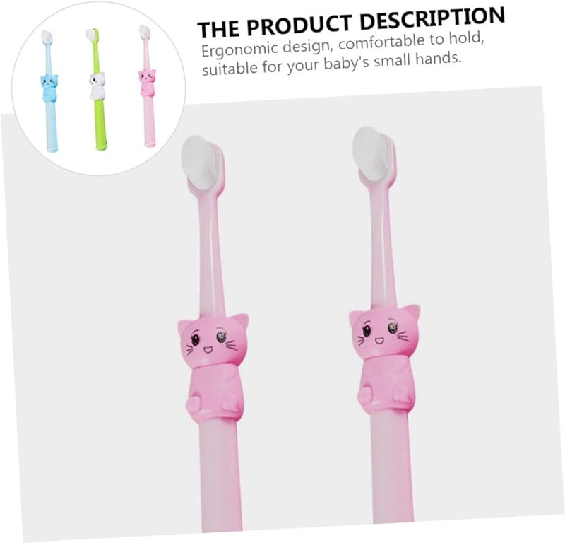 مجموعة فرشاة أسنان للأطفال 3 قطع تصميم كرتوني شعيرات ناعمة للعناية اللطيفة بالفم - Image 5