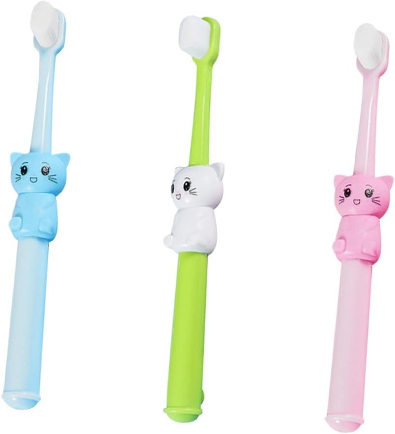 مجموعة فرشاة أسنان للأطفال 3 قطع تصميم كرتوني شعيرات ناعمة للعناية اللطيفة بالفم - Image 2