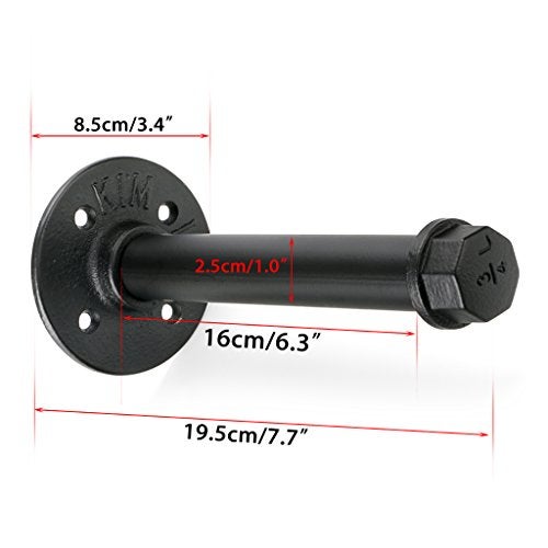 Sumnacon 2 Pcs 7.7 Inch Industrial Pipe Clothes Bar - Heavy Duty Rustic Metal Coat Hanger with Screws, Wall-Mounted Garment Holder Rack for Bedroom/Bathroom/Cabinet/Boutique/Clothing Store, Black - Image 2