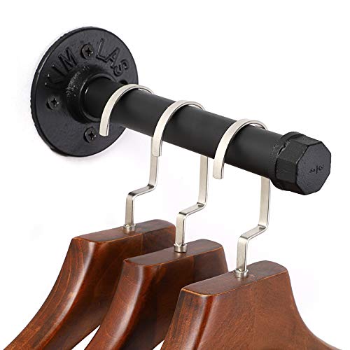 Sumnacon 2 Pcs 7.7 Inch Industrial Pipe Clothes Bar - Heavy Duty Rustic Metal Coat Hanger with Screws, Wall-Mounted Garment Holder Rack for Bedroom/Bathroom/Cabinet/Boutique/Clothing Store, Black - Image 3