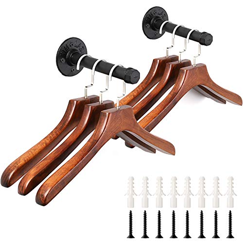 Sumnacon 2 Pcs 7.7 Inch Industrial Pipe Clothes Bar - Heavy Duty Rustic Metal Coat Hanger with Screws, Wall-Mounted Garment Holder Rack for Bedroom/Bathroom/Cabinet/Boutique/Clothing Store, Black - Image 5