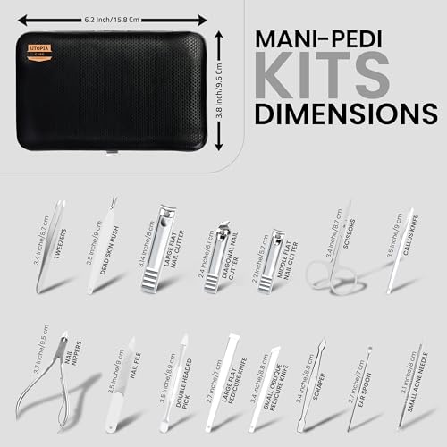 Utopia Care, Manicure Kit for Women and Men, Manicure Set with Nail Clippers, Nail Kit Includes Fingernail, Toenail Clippers,16Pcs Pedicure Kit Stocking Stuffers with Travel Case, Silver - Image 2
