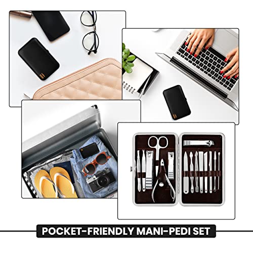 Utopia Care, Manicure Kit for Women and Men, Manicure Set with Nail Clippers, Nail Kit Includes Fingernail, Toenail Clippers,16Pcs Pedicure Kit Stocking Stuffers with Travel Case, Silver - Image 5