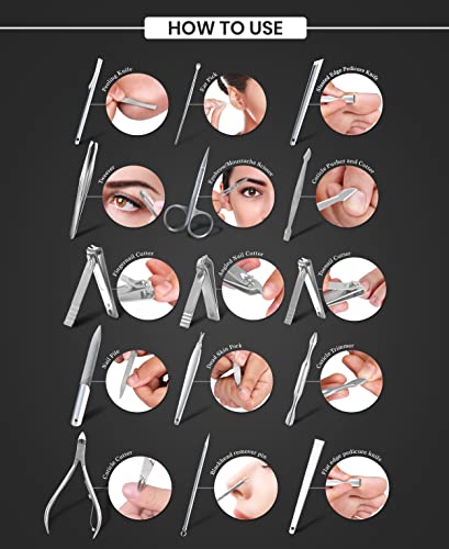 Utopia Care, Manicure Kit for Women and Men, Manicure Set with Nail Clippers, Nail Kit Includes Fingernail, Toenail Clippers,16Pcs Pedicure Kit Stocking Stuffers with Travel Case, Silver - Image 3