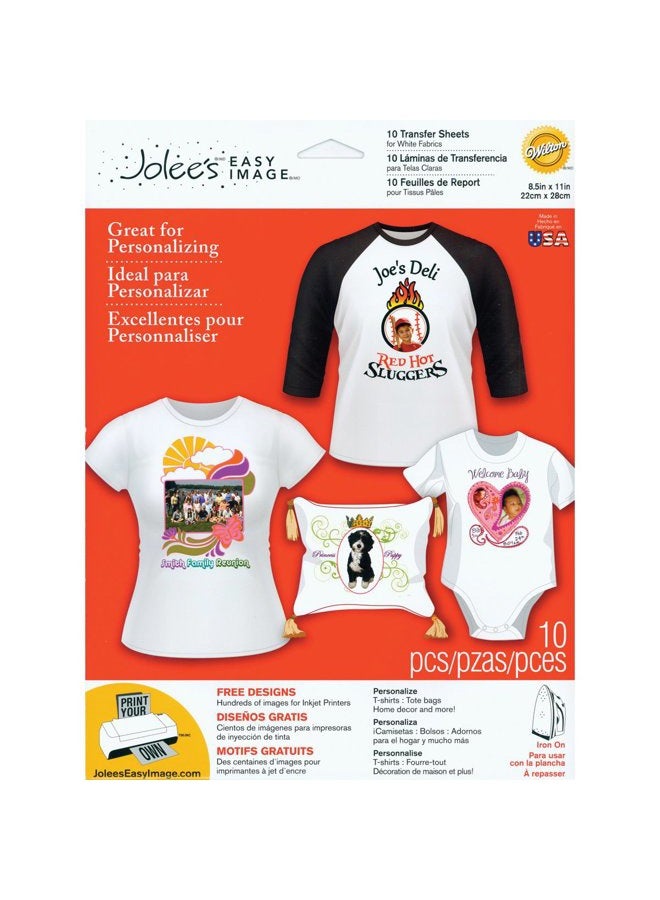 Jolee's Boutique Easy Image Iron-on Transfer Paper, White Fabrics