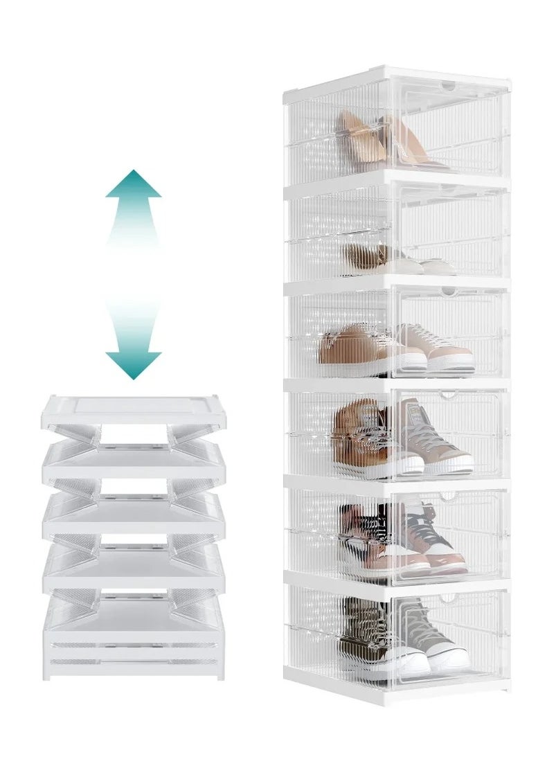 Generic - Shoe Storage Organizer, Clear Installation-free Foldable Shoe Rack Stackable Shoe Box Pack, Portable Cabinet Rack (Transparent 6 Pack) - Image 1