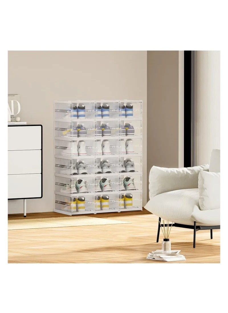 Generic - Shoe Storage Organizer, Clear Installation-free Foldable Shoe Rack Stackable Shoe Box Pack, Portable Cabinet Rack (Transparent 6 Pack) - Image 1