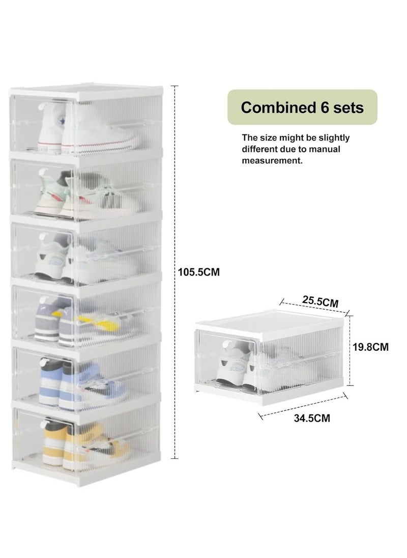 Generic - Shoe Storage Organizer, Clear Installation-free Foldable Shoe Rack Stackable Shoe Box Pack, Portable Cabinet Rack (Transparent 6 Pack) - Image 1
