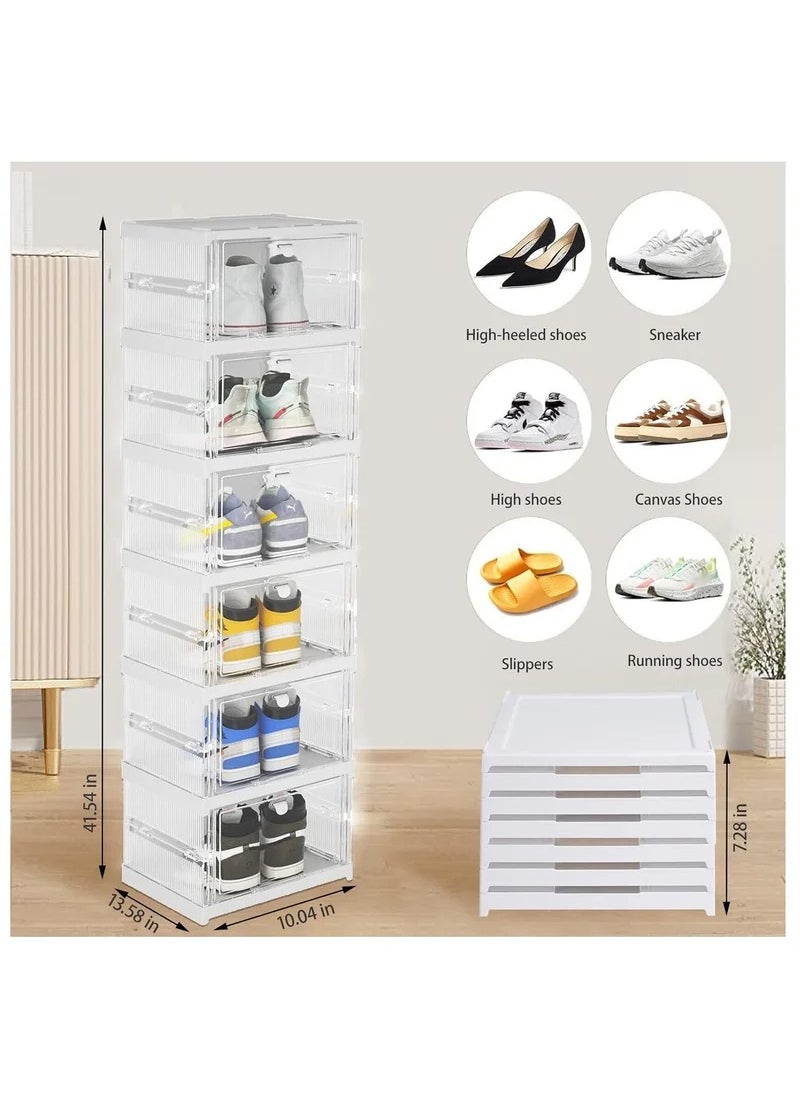 Generic - Shoe Storage Organizer, Clear Installation-free Foldable Shoe Rack Stackable Shoe Box Pack, Portable Cabinet Rack (Transparent 6 Pack) - Image 1