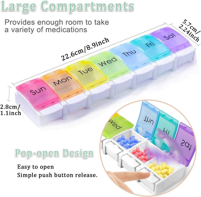 7 Day Portable Pill Organizer - Weekly Storage Box for Vitamins and Medication - Image 2