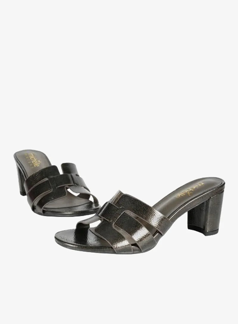 Michelle Morgan Pewter 092-3039 Michelle Morgan Ladies Block Heel Sandals 413RJ191 Pewter for Women | Best Price UAE