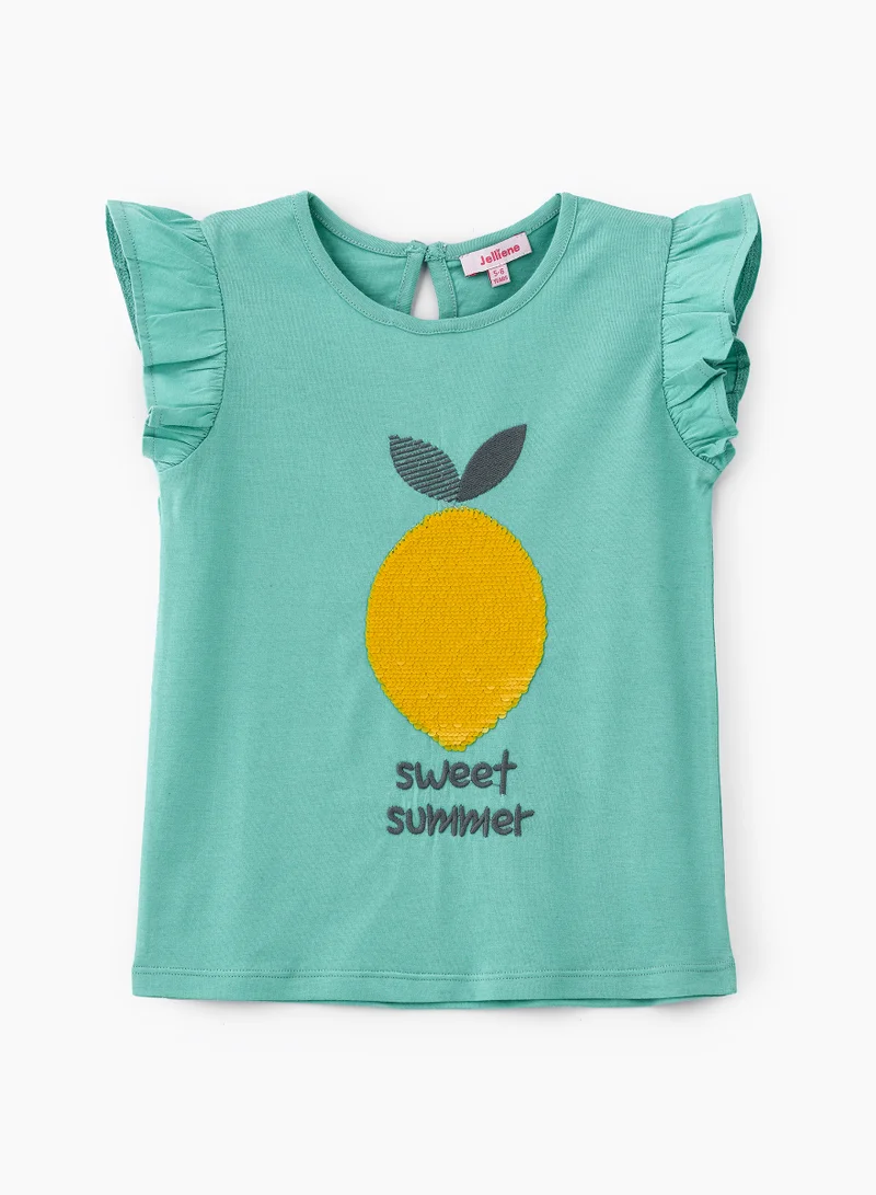 Jelliene Refreshing Mint Sweet Summer Pineapple Cotton Tee for Girls