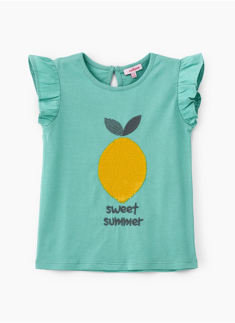 Jelliene Refreshing Mint Sweet Summer Pineapple Cotton Tee for Girls  - Image 1