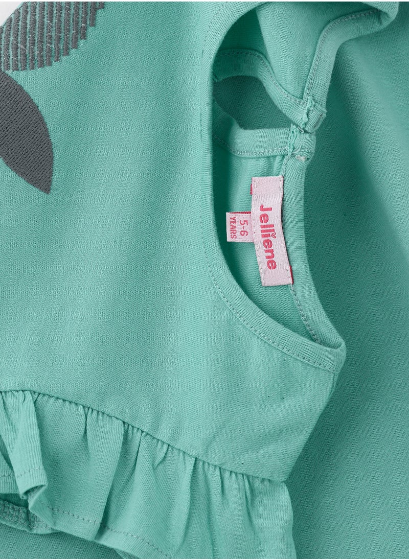 Jelliene Refreshing Mint Sweet Summer Pineapple Cotton Tee for Girls  - Image 4