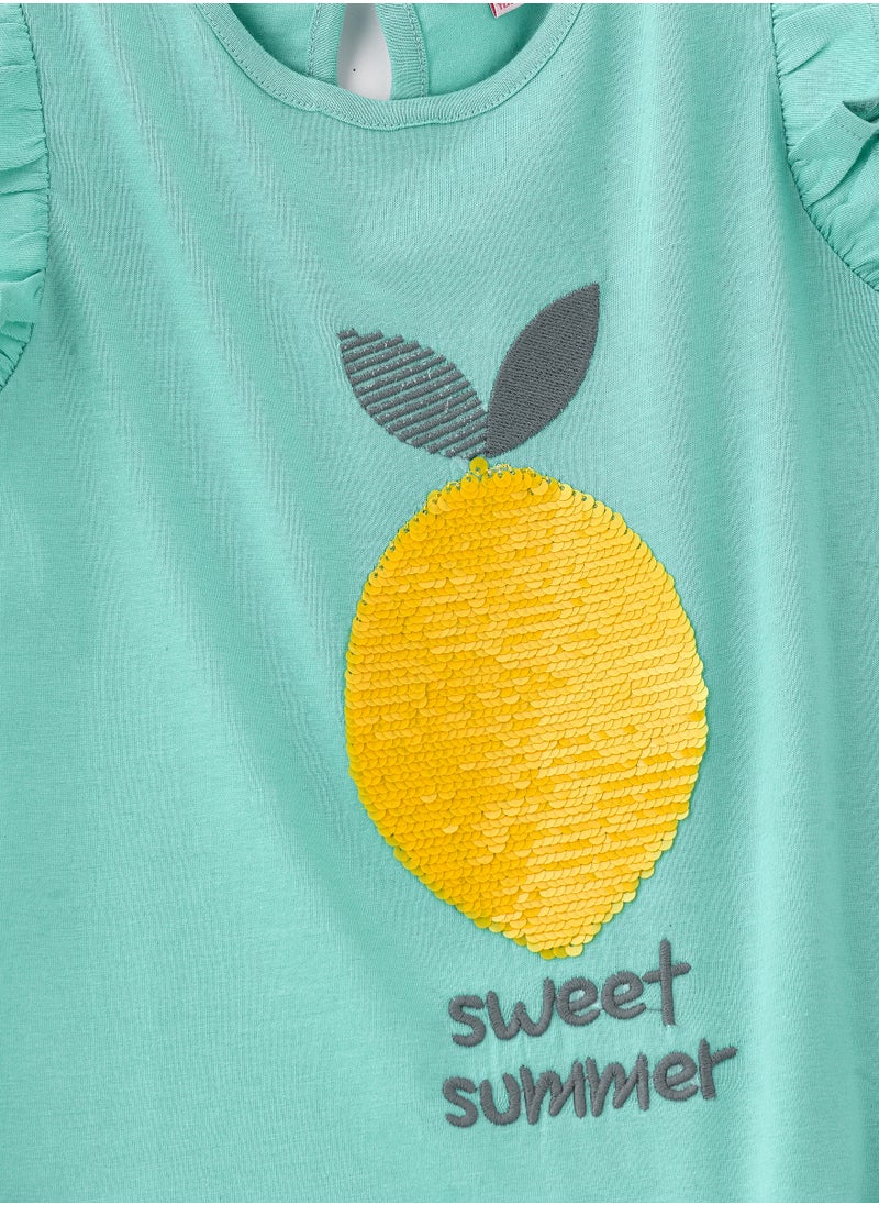 Jelliene Refreshing Mint Sweet Summer Pineapple Cotton Tee for Girls  - Image 3