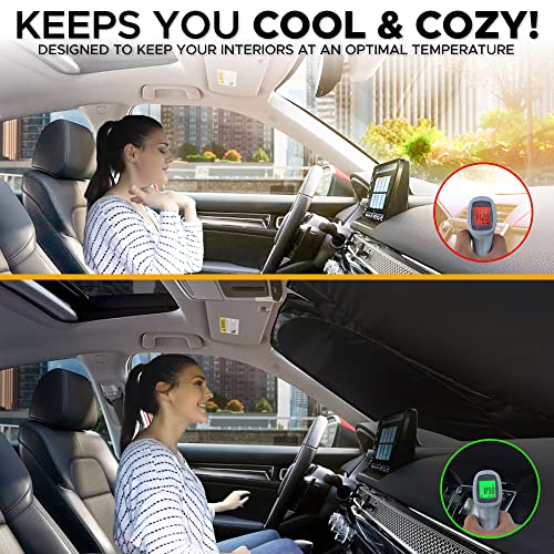 EcoNour Windshield Sun Shade Designed for Subaru Crosstrek (2018-2023), Dual Layered 240T Polyester Material Sun Cover for Car Windshield with UV Protection, Custom Fit Sunshade for Car Windshield - Image 4