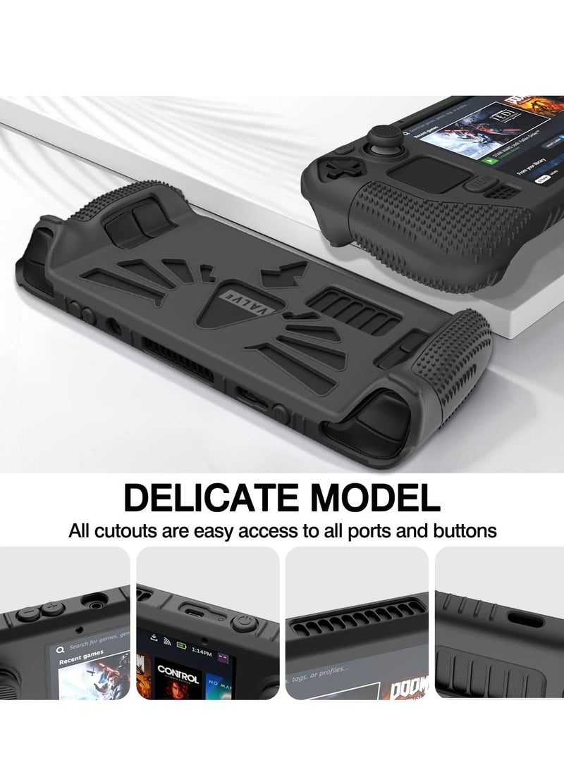 SYOSI Steam Deck Standing Protective Case, Thickening Silicone Accessories Protector, Soft Cover Skin Shell with 2 Pairs Thumb Grips, Full Protection Kit to Anti-Slip for Valve Stream Deck  - Image 5