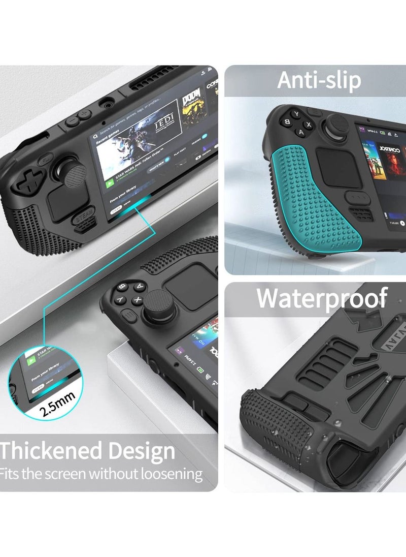 SYOSI Steam Deck Standing Protective Case, Thickening Silicone Accessories Protector, Soft Cover Skin Shell with 2 Pairs Thumb Grips, Full Protection Kit to Anti-Slip for Valve Stream Deck  - Image 4