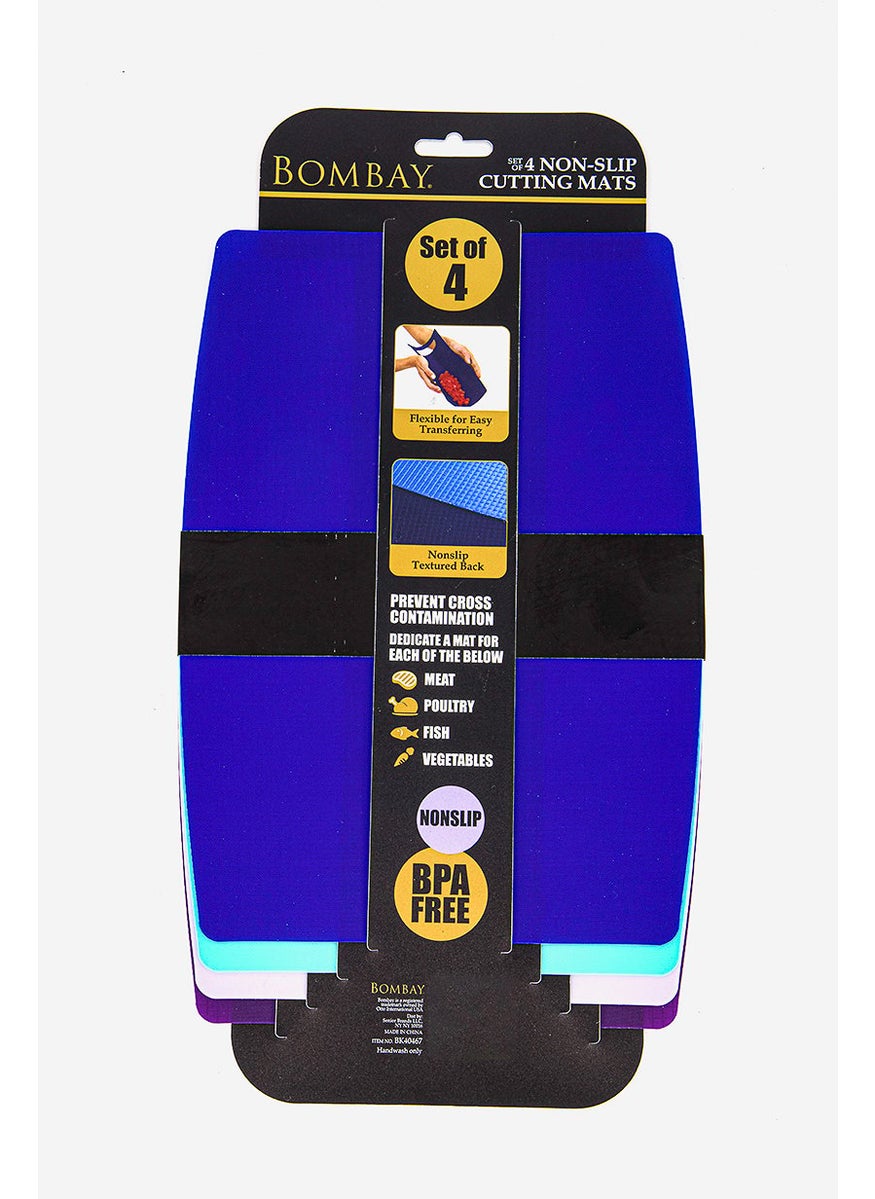 Bombay - 4 Pieces Non Slip Cutting Mats. Blue and Turquoise and Lilac and Purple - Image 1
