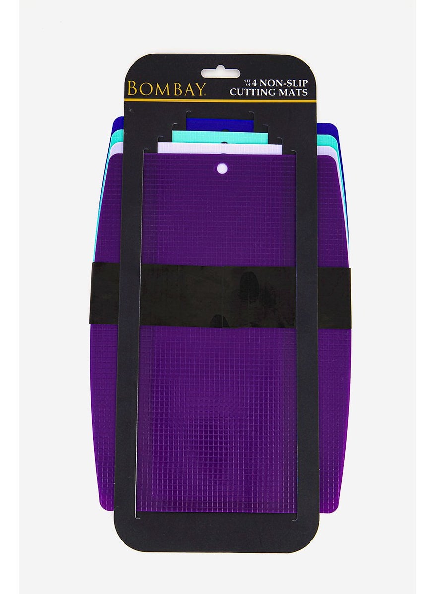 Bombay - 4 Pieces Non Slip Cutting Mats. Blue and Turquoise and Lilac and Purple - Image 1