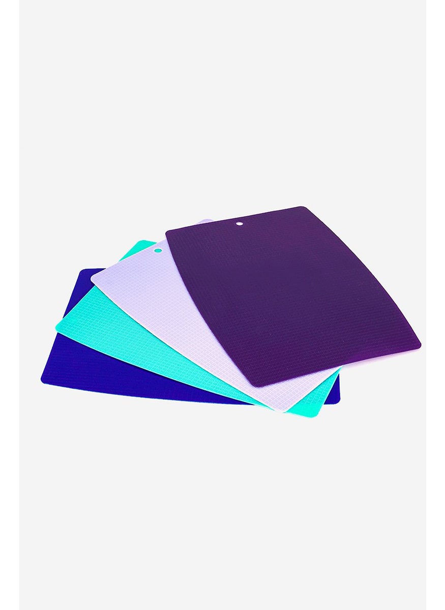 Bombay - 4 Pieces Non Slip Cutting Mats. Blue and Turquoise and Lilac and Purple - Image 1