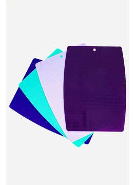 4 Pieces Non Slip Cutting Mats. Blue and Turquoise and Lilac and Purple