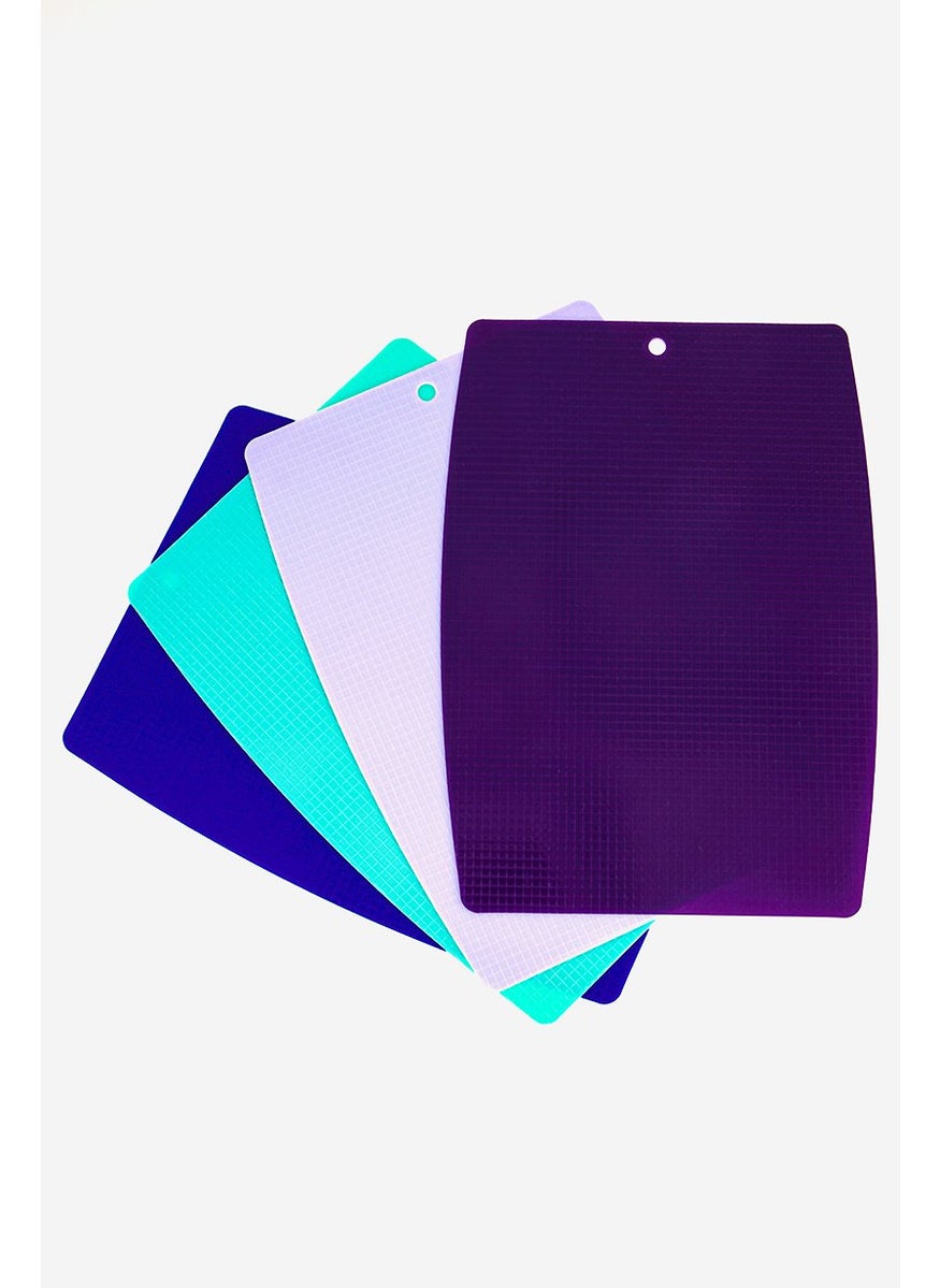 Bombay - 4 Pieces Non Slip Cutting Mats. Blue and Turquoise and Lilac and Purple - Image 1