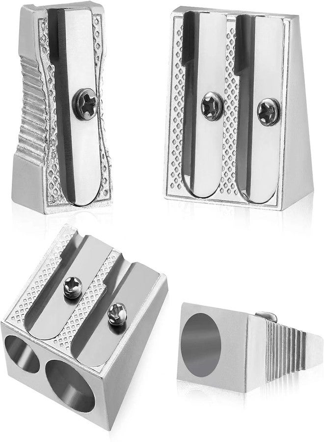 OFiSEXPT Metal Pencil Sharpeners, 4pcs Manual Double Hole Pencil Sharpener for Colored Graphite Pencils, Crayon Sharpener, Home School Office - Image 1
