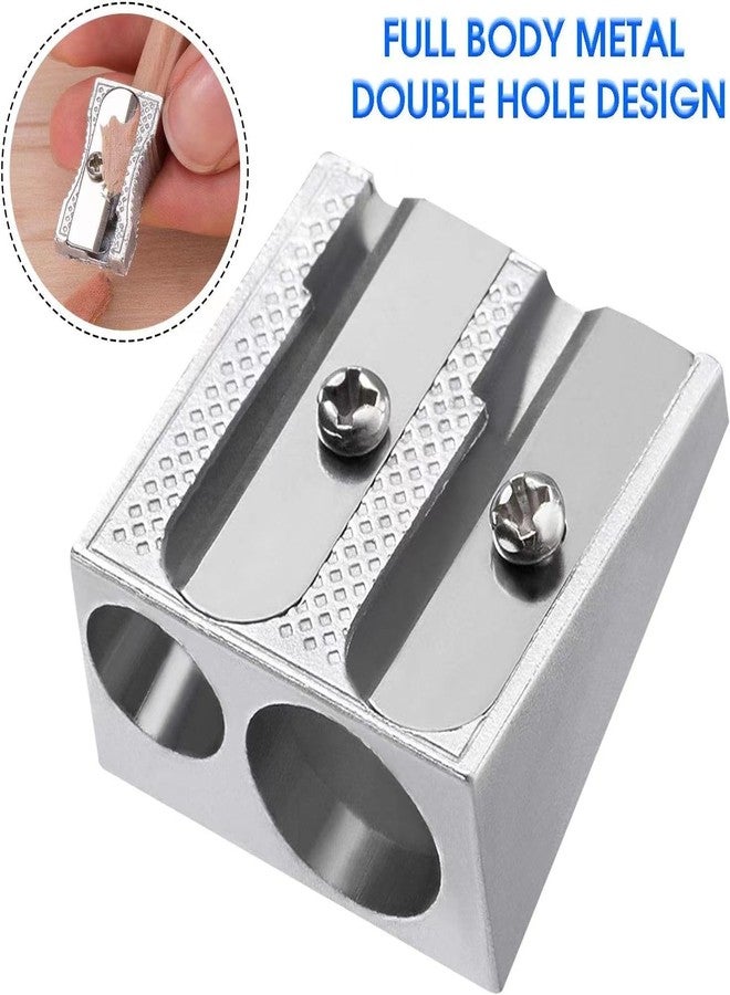 OFiSEXPT Metal Pencil Sharpeners, 4pcs Manual Double Hole Pencil Sharpener for Colored Graphite Pencils, Crayon Sharpener, Home School Office - Image 2