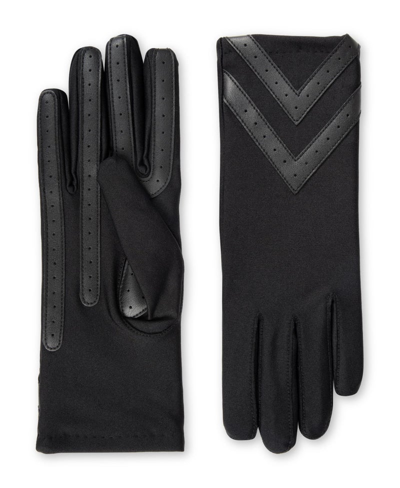isotoner Womens Spandex Recycled Touchscreen Cold Weather Gloves with Warm Fleece Lining and Chevron Details - Image 1