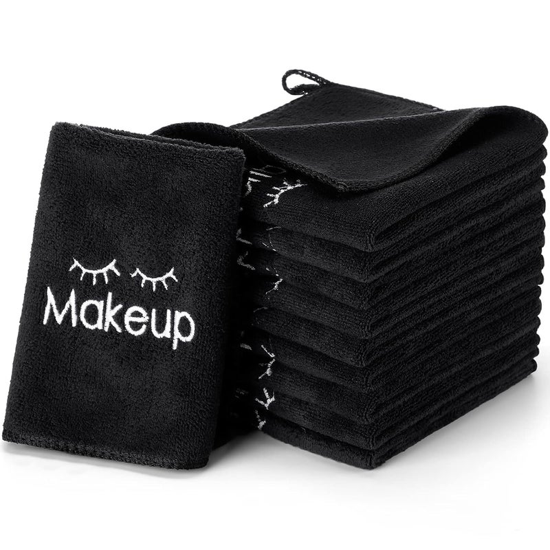 Macarrie Macarrie 36 Pcs Makeup Remover Cloth Towels Face Washcloth Soft Microfiber Wash Cloths Black Make Up Washing Face Rag Facial Towel for Skin CareBlack 
