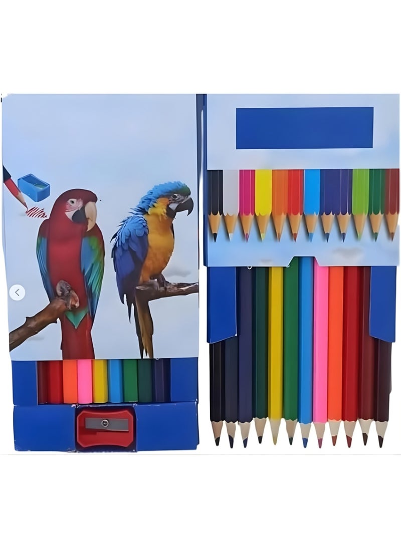 دومس علبة ألوان خشب كبيرة 12 لون – أقلام تلوين عالية الجودة - Image 2