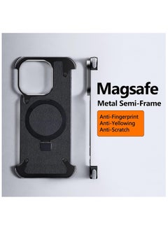 Generic Metal Phone Case for iPhone 14 Pro Max Black Leather with Phone Screen Protector  - Image 2