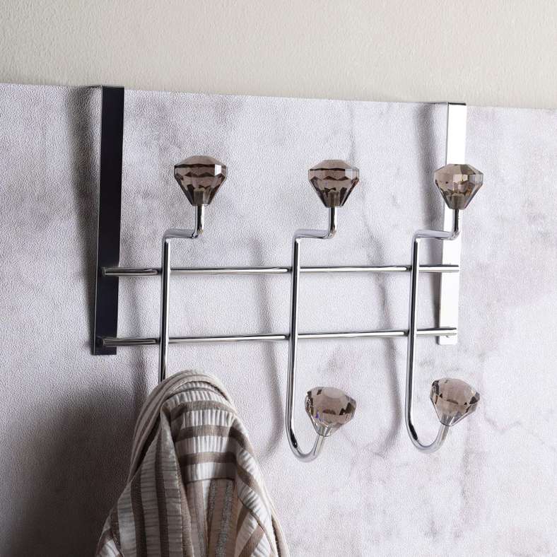 Pan Home خطاف كروم فوق الباب مع 6 مقابض