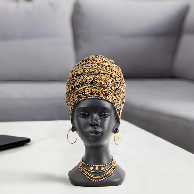 Smadeer African Statue and Sculpture for Home Decor, Women Figurine in Antique Gold Color - Image 4