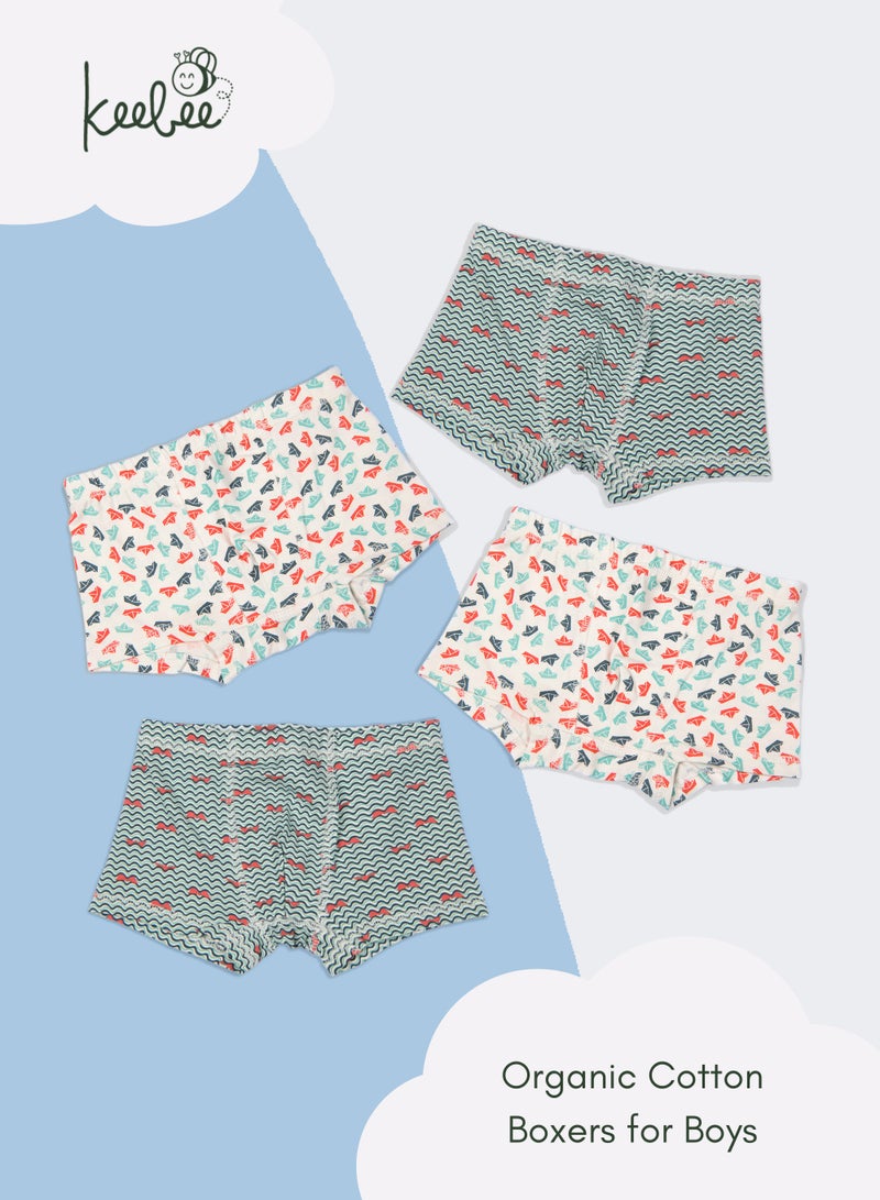 KeeBee Keebee4 Pack Boys Boxer Briefs 95% Organic Cotton 5% Elastane, Soft and Comfortable Underwear for Boys - Image 1