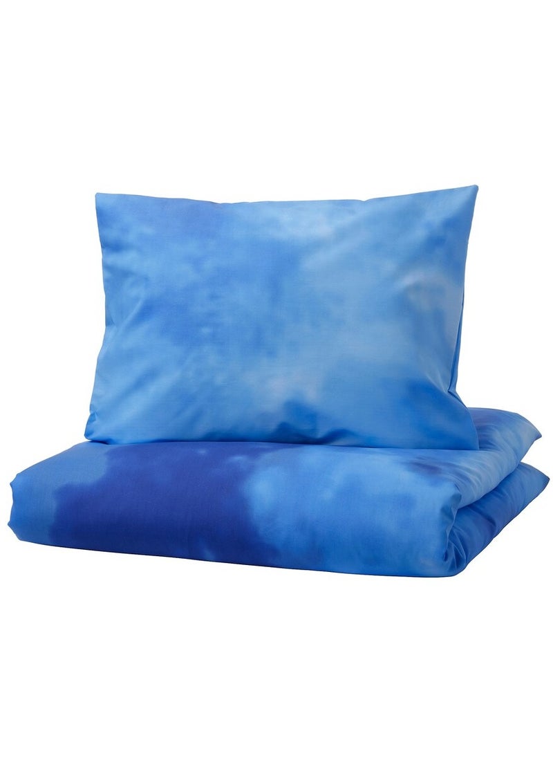 Generic - Duvet cover and pillowcase, ocean pattern/blue, 150x200/50x80 cm - Image 1