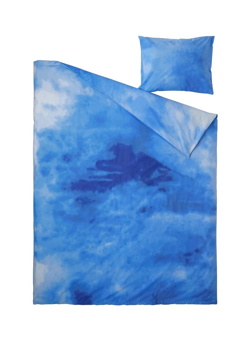 Generic - Duvet cover and pillowcase, ocean pattern/blue, 150x200/50x80 cm - Image 1