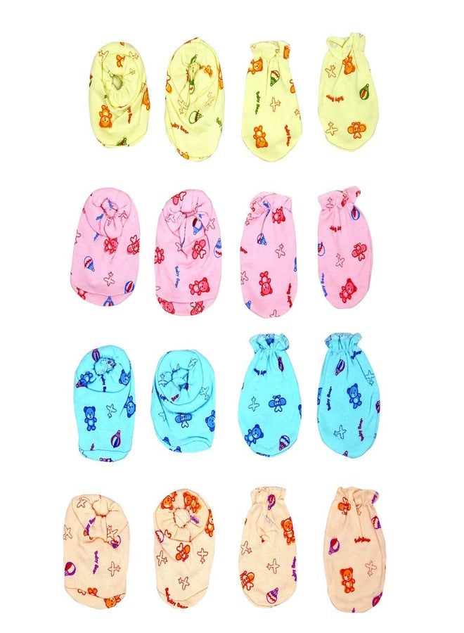Bigbought® New Born Baby Care Cloth Set Combo (Pack Of 16, Jhabla, Nappy, Mittens And Booties, Hosiery Material, Random Printed (Multicolor) (Assorted), Medium - Image 5