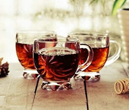 MZP Italin Premium Luxury Floral Design Glass Tea Cup Coffee Cup Set of 6 Pcs 140 ml - Image 2