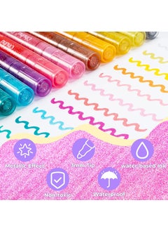 Ohuhu Ohuhu Glitter Markers Pen 18 Glitter Colors Metallic Shimmer Marker Fine Point Tip Water-based Ink for Kids Adults DIY Crafts Greeting Birthday Cards Making Poster Album Scrapbooking Mugs Wood  - Image 3