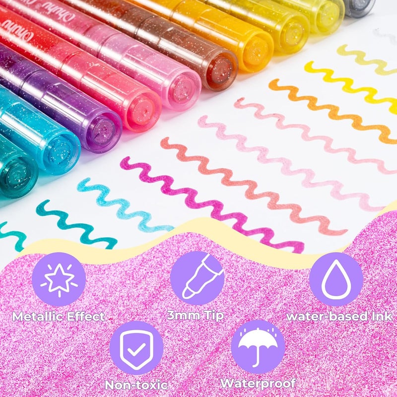 Ohuhu Ohuhu Glitter Markers Pen 18 Glitter Colors Metallic Shimmer Marker Fine Point Tip Water-based Ink for Kids Adults DIY Crafts Greeting Birthday Cards Making Poster Album Scrapbooking Mugs Wood  - Image 3